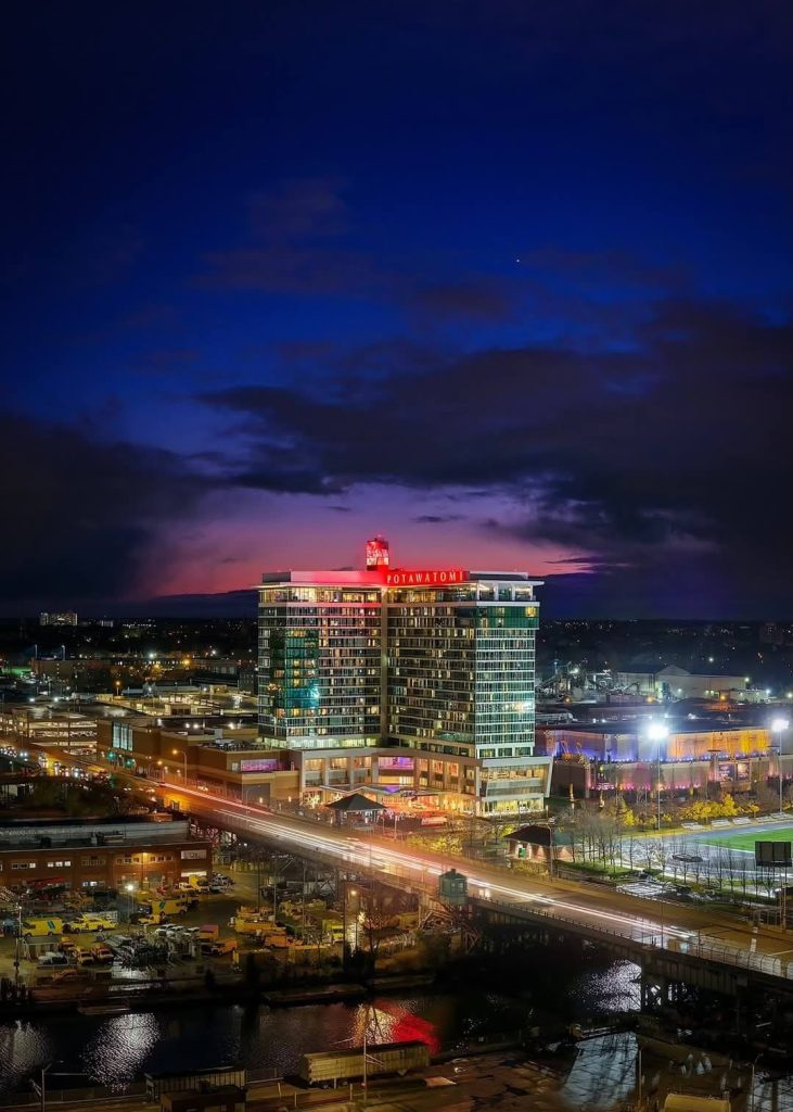 city night view at luxury casino hotel